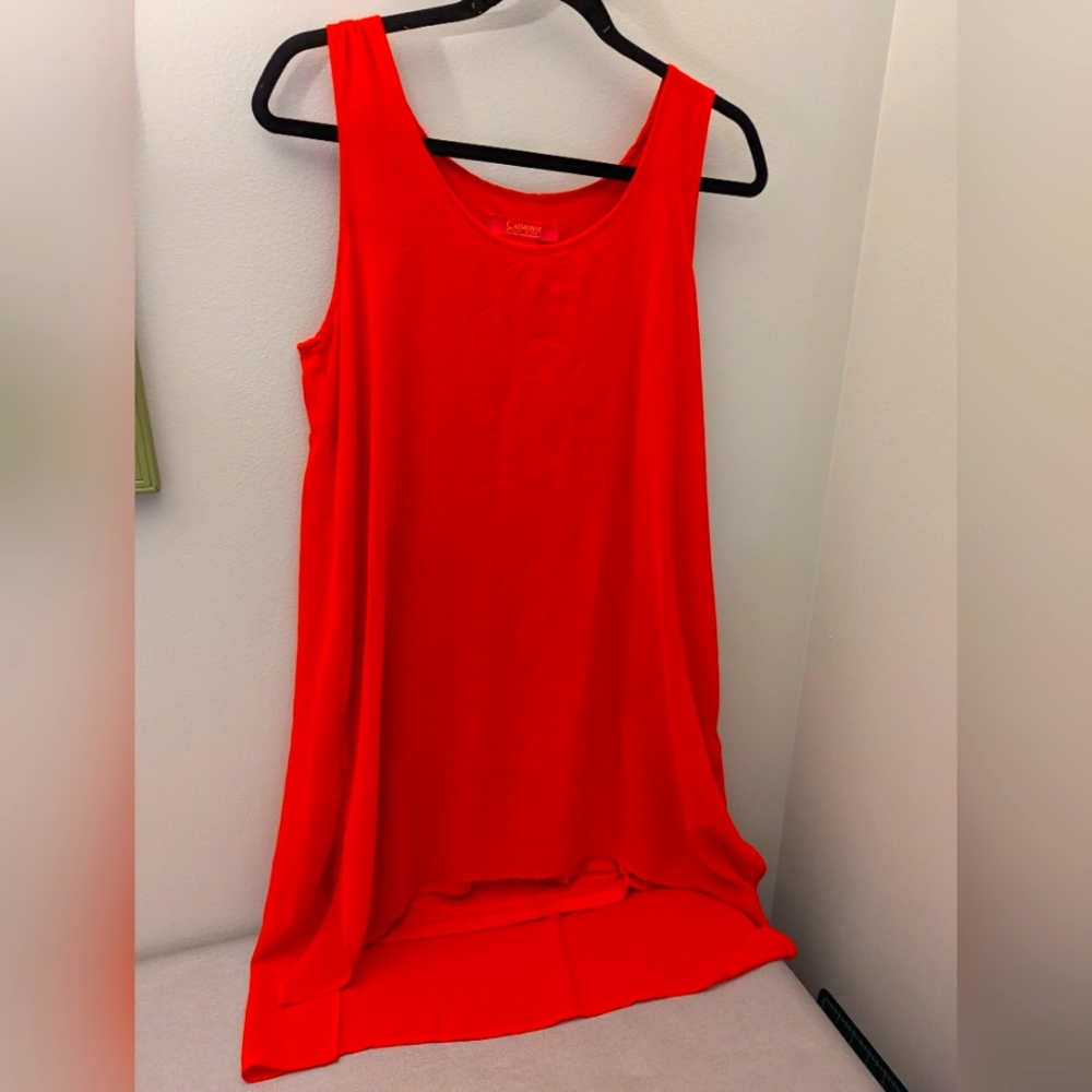 NWOT Catherine Malandrino Red Sheer Dress with Rayon Lining Size Medium